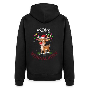 Reindeer Deer Xmas Reindeer Christmas Christmas - Unisex Premium Organic Zip Hoodie - black - Back - Nico (187cm)