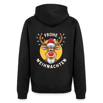 Reindeer Deer Xmas Reindeer Christmas Christmas - Unisex Premium Organic Zip Hoodie - black - Back - Nico (187cm)