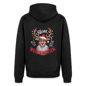 Reindeer Deer Xmas Reindeer Christmas Christmas - Unisex Premium Organic Zip Hoodie - black - Back - Nico (187cm)