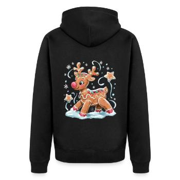 Reindeer Deer Xmas Reindeer Christmas Christmas - Unisex Premium Organic Zip Hoodie - black - Back - Nico (187cm)