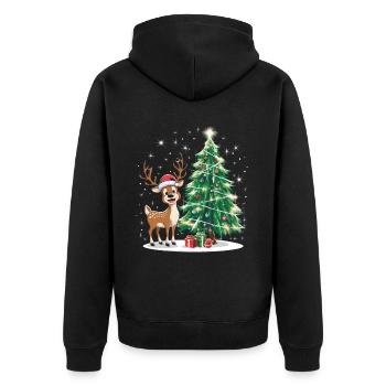 Rentier Reh Xmas Reindeer Christmas Weihnachten - Unisex Premium Bio Zip Hoodie - Schwarz - Hinten - Nico (187cm)