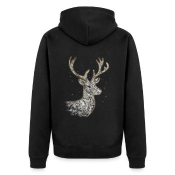 Rentier Reh Xmas Reindeer Christmas Weihnachten - Unisex Premium Bio Zip Hoodie - Schwarz - Hinten - Nico (187cm)