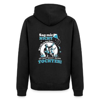 Papa und Tochter - Vater Sprüche für Vaterliebe - Unisex Premium Bio Zip Hoodie - Schwarz - Hinten - Nico (187cm)