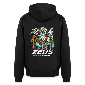 Zeus, dieu grec du tonnerre - Veste à capuche bio Premium Unisexe - noir - Dos - Nico (187cm)