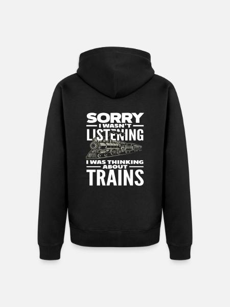 Désolé, j’ai pensé aux trains - Veste à capuche bio Premium Unisexe - noir