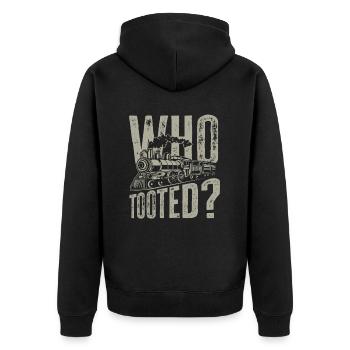 Who trumpeted funny train saying - Unisex Premium Organic Zip Hoodie - black - Back - Nico (187cm)