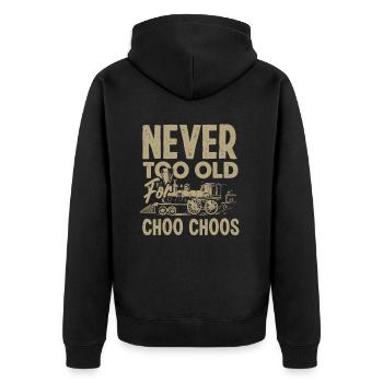 Jamais trop vieux pour les amateurs de trains de Choo Choos - Veste à capuche bio Premium Unisexe - noir - Dos - Nico (187cm)