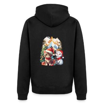 Katzen Santa Nikolaus Weihnachten Bescherung Kind - Unisex Premium Bio Zip Hoodie - Schwarz - Hinten - Nico (187cm)