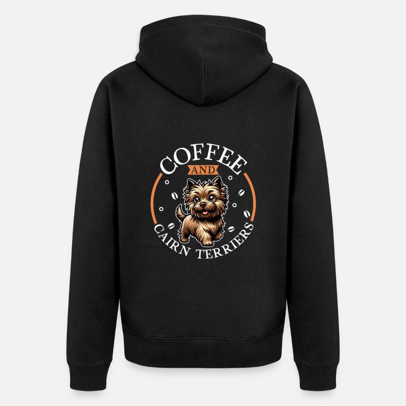 Kaffee und Cairn Terrier - Unisex Premium Bio Zip Hoodie - Schwarz