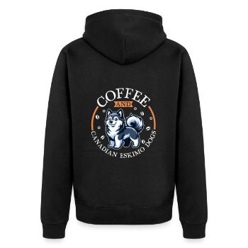 Café et chien esquimau canadien - Veste à capuche bio Premium Unisexe - noir - Dos - Nico (187cm)