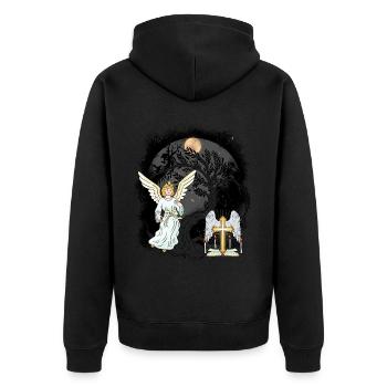 Mystical Angel Cross Crosses Crucifix Spiritual - Unisex Premium Organic Zip Hoodie - black - Back - Nico (187cm)