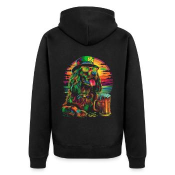 Irish Setter Hund Sonnenbrille St Patricks Day Bie - Unisex Premium Bio Zip Hoodie - Schwarz - Hinten - Nico (187cm)