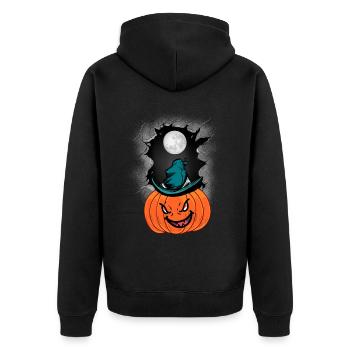 Citrouille Halloween Enfants Enfant Pleine Lune - Veste à capuche bio Premium Unisexe - noir - Dos - Nico (187cm)