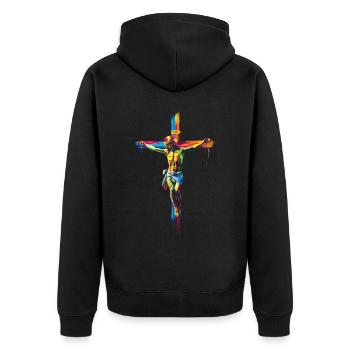 Jesus Cross Christian Pop Art - Unisex Premium Organic Zip Hoodie - black - Back - Nico (187cm)