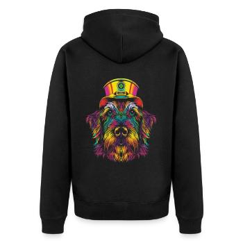 Irischer Wolfshund Hund St. Patricks Day Popart - Unisex Premium Bio Zip Hoodie - Schwarz - Hinten - Nico (187cm)