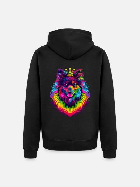 Keeshond Dog Crown Popart - Unisex Premium Organic Zip Hoodie - black