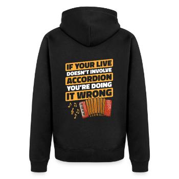 Akkordeon - Unisex Premium Bio Zip Hoodie - Schwarz - Hinten - Nico (187cm)