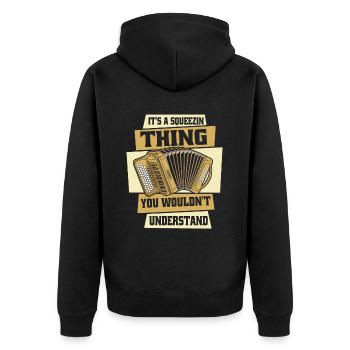 Akkordeon - Unisex Premium Bio Zip Hoodie - Schwarz - Hinten - Nico (187cm)