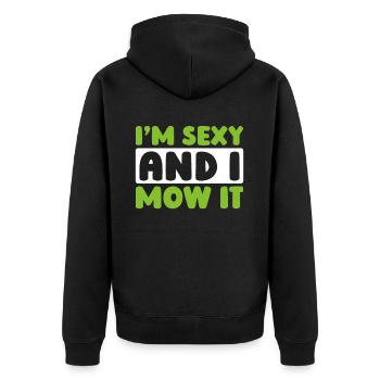 Rasenmäher Mähen - Unisex Premium Bio Zip Hoodie - Schwarz - Hinten - Nico (187cm)