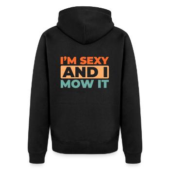 Rasenmäher Mähen - Unisex Premium Bio Zip Hoodie - Schwarz - Hinten - Nico (187cm)