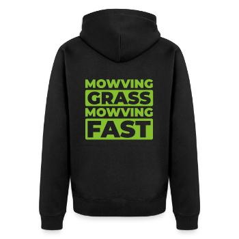 Rasenmäher Mähen - Unisex Premium Bio Zip Hoodie - Schwarz - Hinten - Nico (187cm)