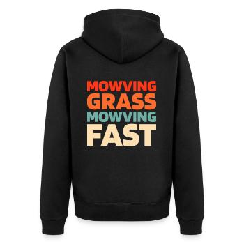 Rasenmäher Mähen - Unisex Premium Bio Zip Hoodie - Schwarz - Hinten - Nico (187cm)