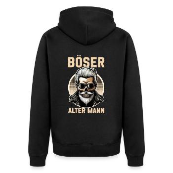 Bad Old Man Motorcycle Biker Saying Funny - Unisex Premium Organic Zip Hoodie - black - Back - Nico (187cm)