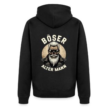 Bad Old Man Motorcycle Biker Saying Funny - Unisex Premium Organic Zip Hoodie - black - Back - Nico (187cm)