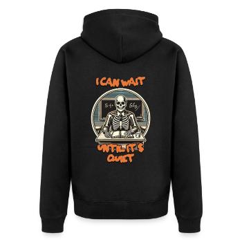 Lustiges Lehrer Design Last Minute Kostüm - Unisex Premium Bio Zip Hoodie - Schwarz - Hinten - Nico (187cm)