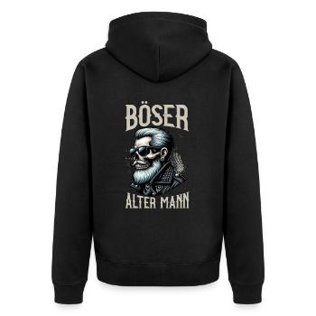 Bad Old Man Motorcycle Biker Saying Funny - Unisex Premium Organic Zip Hoodie - black - Back - Nico (187cm)