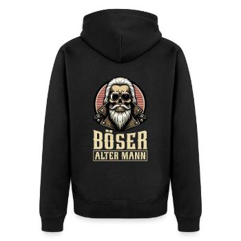 Bad Old Man Motorcycle Biker Saying Funny - Unisex Premium Organic Zip Hoodie - black - Back - Nico (187cm)