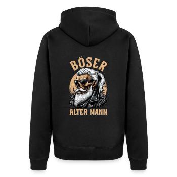 Bad Old Man Motorcycle Biker Saying Funny - Unisex Premium Organic Zip Hoodie - black - Back - Nico (187cm)