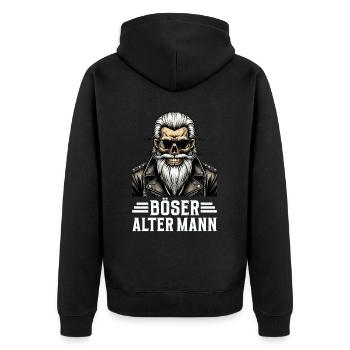 Bad Old Man Motorcycle Biker Saying Funny - Unisex Premium Organic Zip Hoodie - black - Back - Nico (187cm)