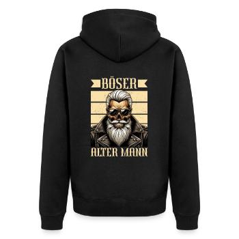 Bad Old Man Motorcycle Biker Saying Funny - Unisex Premium Organic Zip Hoodie - black - Back - Nico (187cm)