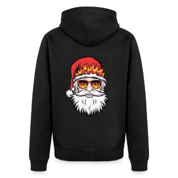 Weihnachtsmann Santa Claus Christmas Weihnachten - Unisex Premium Bio Zip Hoodie - Schwarz - Hinten - Nico (187cm)