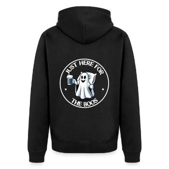 Lustiges Halloween Saufen Party Alkohol Gespenst - Unisex Premium Bio Zip Hoodie - Schwarz - Hinten - Nico (187cm)