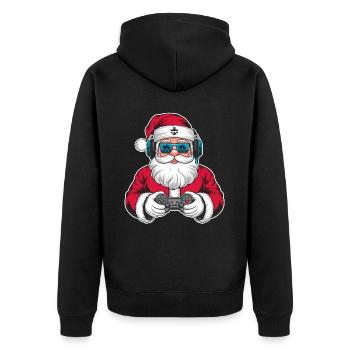 Weihnachtsmann Santa Claus Christmas Weihnachten - Unisex Premium Bio Zip Hoodie - Schwarz - Hinten - Nico (187cm)