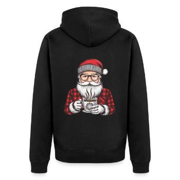 Weihnachtsmann Santa Claus Christmas Weihnachten - Unisex Premium Bio Zip Hoodie - Schwarz - Hinten - Nico (187cm)