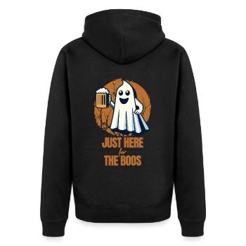Lustiges Halloween Saufen Party Alkohol Gespenst - Unisex Premium Bio Zip Hoodie - Schwarz - Hinten - Nico (187cm)