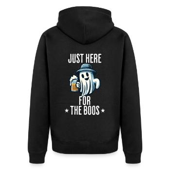 Funny Halloween Drinking Party Alcohol Ghost - Unisex Premium Organic Zip Hoodie - black - Back - Nico (187cm)