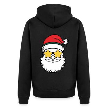Weihnachtsmann Santa Claus Christmas Weihnachten - Unisex Premium Bio Zip Hoodie - Schwarz - Hinten - Nico (187cm)