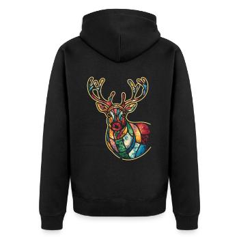 Reindeer Deer Xmas Reindeer Christmas Christmas - Unisex Premium Organic Zip Hoodie - black - Back - Nico (187cm)
