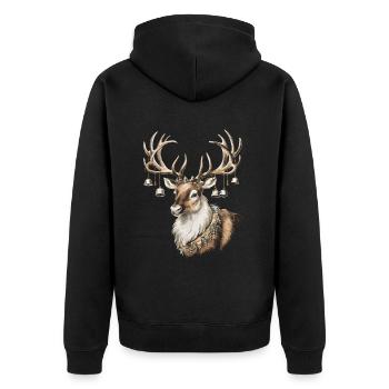 Rentier Reh Xmas Reindeer Christmas Weihnachten - Unisex Premium Bio Zip Hoodie - Schwarz - Hinten - Nico (187cm)