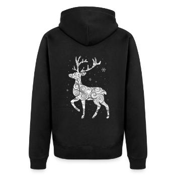 Reindeer Deer Xmas Reindeer Christmas Christmas - Unisex Premium Organic Zip Hoodie - black - Back - Nico (187cm)