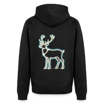 Rentier Reh Xmas Reindeer Christmas Weihnachten - Unisex Premium Bio Zip Hoodie - Schwarz - Hinten - Nico (187cm)