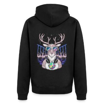 Reindeer Deer Xmas Reindeer Christmas Christmas - Unisex Premium Organic Zip Hoodie - black - Back - Nico (187cm)