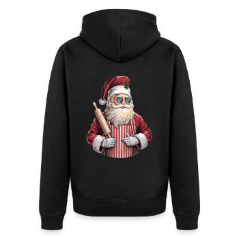 Weihnachtsmann Santa Claus Christmas Weihnachten - Unisex Premium Bio Zip Hoodie - Schwarz - Hinten - Nico (187cm)