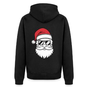 Weihnachtsmann Santa Claus Christmas Weihnachten - Unisex Premium Bio Zip Hoodie - Schwarz - Hinten - Nico (187cm)