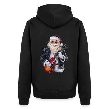 Weihnachtsmann Santa Claus Christmas Weihnachten - Unisex Premium Bio Zip Hoodie - Schwarz - Hinten - Nico (187cm)