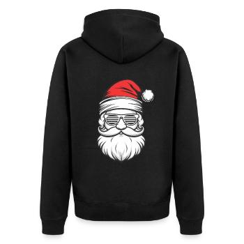 Weihnachtsmann Santa Claus Christmas Weihnachten - Unisex Premium Bio Zip Hoodie - Schwarz - Hinten - Nico (187cm)
